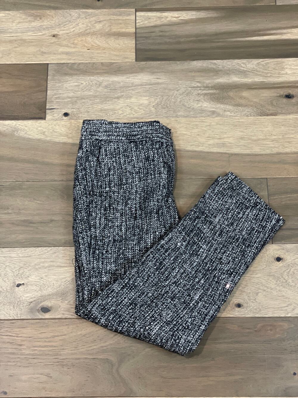Talbots Pants Size 8 Gray Twill Hampshire Ankle Silver Sequin Detail Lined